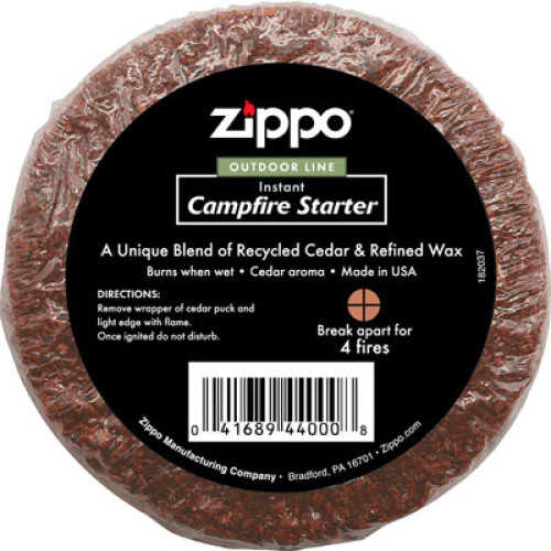 Campfire Starter Cedar Puck Compressed Saw Dust & Wax Lights quickly, Even When Wet - Scored So It Can Be Broken And Use