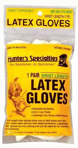 Hunter Specialties Latex Gloves Game Cleaning Wrist Length 1Pair