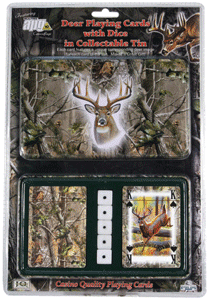 Rivers Edge CARDS & Dice Tin Whitetail Deer Theme