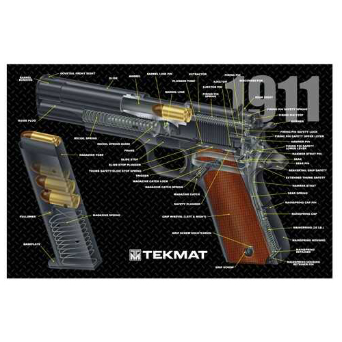 TEKMAT Armorers Bench Mat 11"X17" 1911 Pistol Cut Away