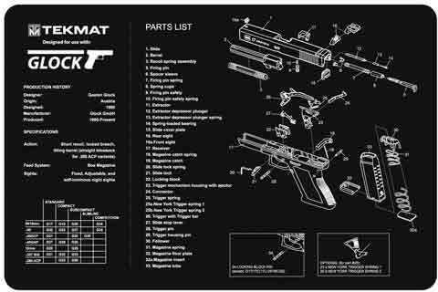 TEKMAT Armorers Bench Mat 11"X17" Glock 17 G3-img-0