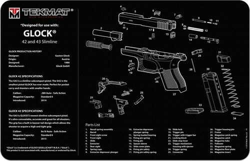 TEKMAT Armorers Bench Mat 11"X17" Glock 42 & 43-img-0
