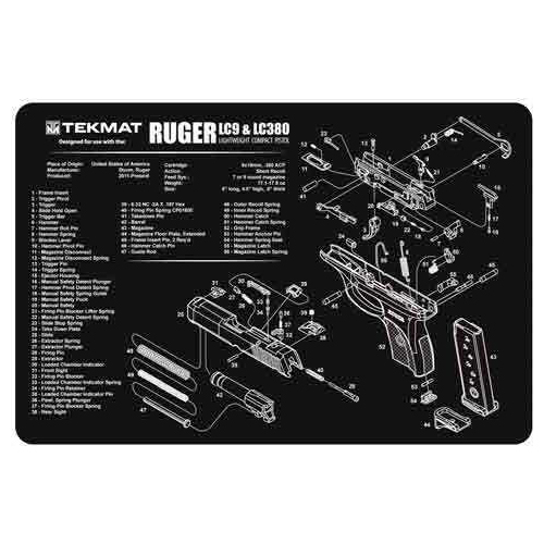 TekMat Ruger® LC9 Pistol Mat 11"x17" Black Finish 17-Ruger®LC9