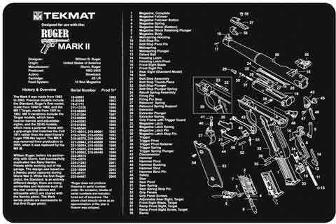 TEKMAT Armorers Bench Mat 11"X17" Ruger® Mark II Pistol