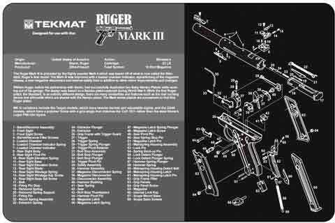 TekMat Armorers Bench Mat 11"x17" Ruger® Mark III Pistol Md: 17-Ruger®MK3