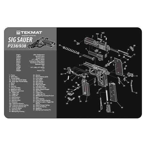 TekMat Sig Sauer P238 Pistol Mat 11"x17" Black Finish 17-SIGP238