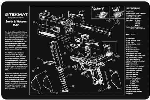 TEKMAT Armorers Bench Mat 11"X17" S&W M&P Pistol-img-0
