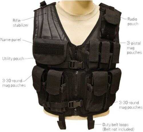 Red Rock Tactical Assault Vest Black 3 Pistol & 6 M4 Mag POUCHS