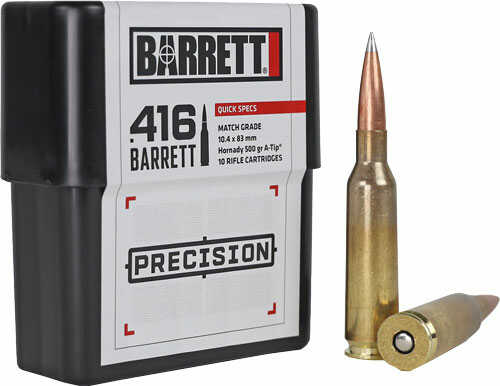 Barrett 416 Barrett Ammo 500Gr Hornady A-Tip 10Rd 8Bx/Cs