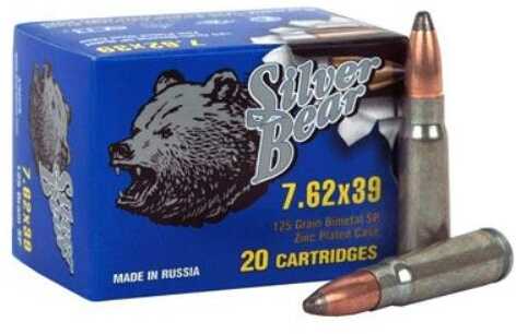 7.62X39mm 125 Grain Soft Point 500 Rounds Silver Bear Ammunition