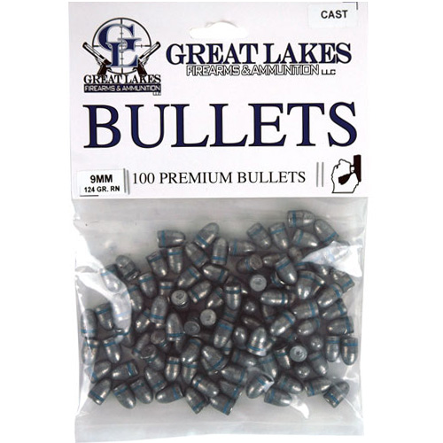 Great LAKES Bullets 9MM .356 124Gr. Lead-RN 100CT