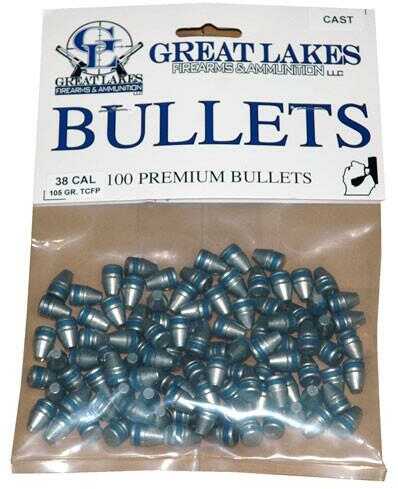 Great LAKES Bullets .38/.357 .358 105Gr. Lead-TCFP 100CT