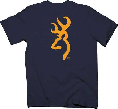 BG MEN'S T-Shirt W/Buck Mark Logo Small Navy Blue/Gold