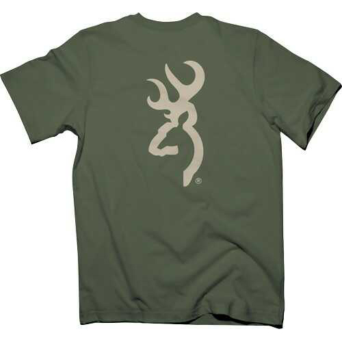 Browning Men's Buck Mark Tee Shirt Cotton Small Green/Tan