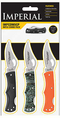 Imperial Folding Knife 3-Pack LOCKBACK 2.3" Blade Orange/Black/Camo