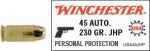 45 Automatic Colt Pistol By Winchester 45 ACP 230 Grain USA Jacketed Hollow Point Per 50 Ammunition Md: USA45JHP