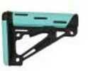 Hogue 13440 OverMolded Collapsible Buttstock AR-15 Mil-Spec Rubber Black/Aqua
