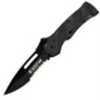 The Smith & Wesson Black Ops M.A.G.I.C. Assisted Opening Liner Lock Folding Knife Is Made Out Of a Black Stainless-Steel partially Serrated recurve Drop Point Blade With Ambidextrous Thumb knobs And j...