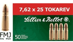 7.62X25mm Tokarev 85 Grain Full Metal Jacket 50 Rounds Sellior & Bellot Ammunition