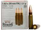 Global Ordnance Sterling Steel Case Rifle Ammunition 7.62x39mm 123 Gr FMJ 2362 Fps 20/ct