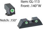 Ameriglo Classic Style 3-Dot Night Sight Set For Select Glocks / Front Tritium - Green Outline White Rear