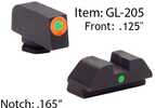 Ameriglo Glock Tritium I-Dot Night Sight Set For 42 43 - Orange Outline Front / Single Green Dot Rear