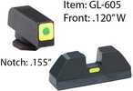Ameriglo Glock Cap Set For 42 43 - Green Tritium Lime Lumi Square Outline Front/Rear