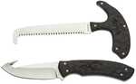 Browning 3220420 Primal Combo Boxed 3.75"/5.25" Fixed Drop Point Gut Hook/Skinner, Saw 8Cr13MoV SS Blade, Black Polymer 