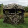 The Rhino Blinds R600 Mossy Oak Break Up Country comfortably fits 2-3 hunters and has a 71" center height with floor space 60" x 60". Its constructed of true 600 denier polyester thread in both horizo...