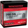 Winchester Bulk Components Bullets .38 Mc 130 Gr Full Metal Jacket 100 Count Model: WB38MC130X