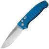 Locking Mechanism: Automatic Button Deployment with Manual Safety, Frame: Matte Blue 6061-T6 Hard Anodized Aluminum with Fluted Texture, Deep Carry Louvred Pocket Clip: Stainless Steel Ambidextrous - ...