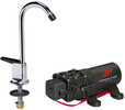 1.1 Pump/Faucet Combo - 12VChrome plated brass faucet (includes compression fitting hardware) Integrated 35 psi shutoff pressure switch Lower power consumption (2.5 amps at 12 volt) Quiet operation an...