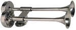 Deluxe Stainless Steel Shorty Dual Trumpet 12 VoltDimensions: 16"L, 7-1/2"W, 4"H (40.5 x 19 x 10 cm)Max Amp Draw: 7 Amps Rating: 120 db@ 1 MeterStainless Steel HornsAll Stainless Steel Inside & Out304...