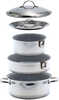 7-Piece Ceramic Nesting Cookware Set - Stainless Steel w/Non-Stick Coating - Induction Compatible - Oven SafeMade from high quality stainless steel with an aluminum core and ceramic coatingCompatible ...