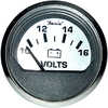 Spun Silver 2" Voltmeter (10-16 VDC)Perimeter-lighted silver dial with bold black graphics, polished stainless steel bezel, contoured black pointer, and domed glass lens.A voltmeter indicates the batt...
