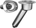 Mate Series Stainless Steel 30° Rod & Cup Holder - Drain - Oval Top