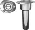 Stainless Steel 0&deg; Rod &amp; Cup Holder - Open - Oval TopFeatures316 Stainless with Oval Top0&ordm; Rod AngleOpen at Bottom