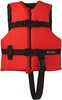 Nylon General Purpose Life Jacket - Child 30-50lbs - Red&nbsp;Features:200 denier nylon and 150 denier poly-twillAdjustable belts and chest strapLightweight and durable flotation foamFeatures a leg st...