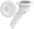 Mate Series Plastic 30° Rod & Cup Holder - Drain - Round Top - White