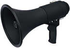 All-Black Deluxe Megaphone w/Siren - 15WFeatures:15W Deluxe MegaphoneBuilt-in selectable electronics alarm sirenVolume controlIncludes carrying strapAll-black, tactical appearance