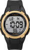 T100 Black/Gold - 150 LapFeatures:Durable Resin StrapChrono with 150 Lap MemoryCountdown Timer / &nbsp;5 AlarmWater Resistant to 50MINDIGLO&reg; Night-Light41mm CaseDual Time