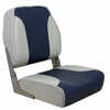 Economy Multi-Color Folding Seat - Grey/BlueFeatures:A Comfortable Cushioned Seat To Support Your BacksideDurable Upholstery, Folds Easily, Strap With Snap To Keep Seat SecureRigid Injection Molded Fr...