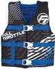 Youth Nylon Life Jacket - Blue/BlackFeatures:Adjustable belts and chest strap to keep vest from riding upFits youth 55-88 lbs.U.S. Coast Guard approved and Transport Canada approved