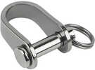 Stamped "D" Shackle - 1/4"Pin Dia. 1/4" (6 mm), Depth 13/16" (21 mm), Width 1/2" (13 mm), SWL 1750 lbs. (795 kg), Weight 0.6 oz. (17 g)