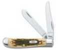 Case 00013 Trapper Mini 2.70"/2.75" Folding Clip Point/Spey Plain Mirror Polished Tru-Sharp SS Blade/ Peach Seed Jigged 