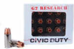 G2 Research (G2R) Civic Duty Ammunition features a similar design to the world famous G2R R.I.P. Ammunition but with a heavier bullet, built to not break apart.