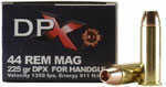 Caliber: 44 Remington Magnum Grain Weight: 225 Manufacturer: Corbon Manufacturer Part #: DPX44M225/20 Model: DPX Size: 44 Units Per Box: 20