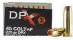 Caliber: 45 Colt+ P Grain Weight: 225 Manufacturer: Corbon Manufacturer Part #: DPX45C225/20 Model: DPX Size: 45 Units Per Box: 20