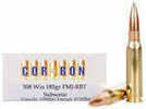 Caliber: 308 Winchester Grain Weight: 185 Manufacturer: Corbon Manufacturer Part #: Pm308S18520 Model: FMJ Size: 308 Winchester Units Per Box: 20