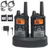 Two-way GMRS radios with up to 40 miles range;22 channels plus 14 extra privacy code channels;Weather Scan + Alert Technology for environmental awareness;eVOX hands-free operation for convenience;Come...